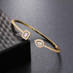 INS trend color cubic zircon setting open copper bangle