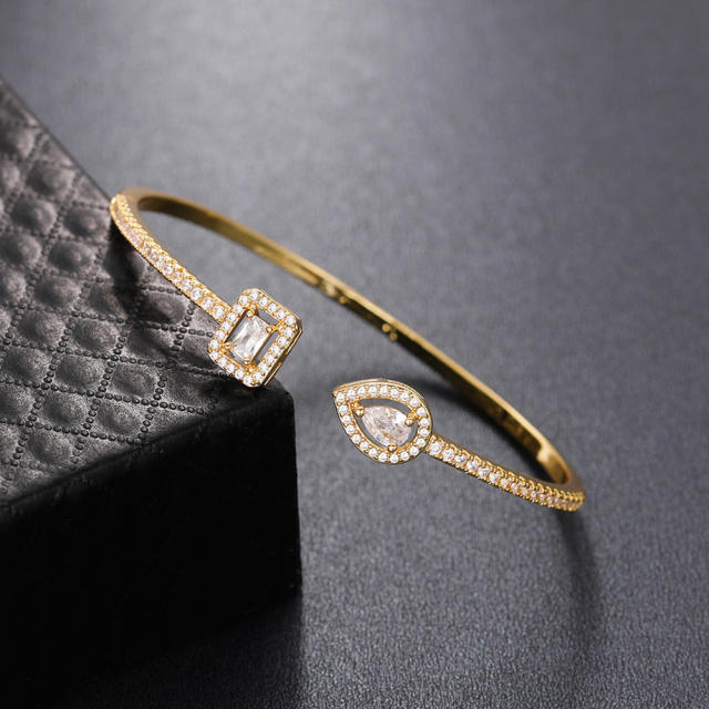 INS trend color cubic zircon setting open copper bangle