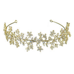 Elegant cubic zircon leaf copper headdresses