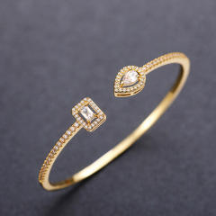 INS trend color cubic zircon setting open copper bangle