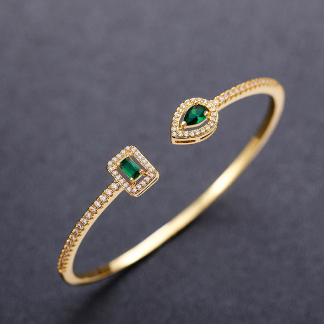 INS trend color cubic zircon setting open copper bangle