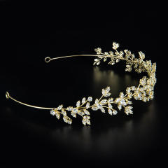 Elegant cubic zircon flower copper headdresses