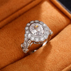 Oval cubic zircon vintage diamond rings