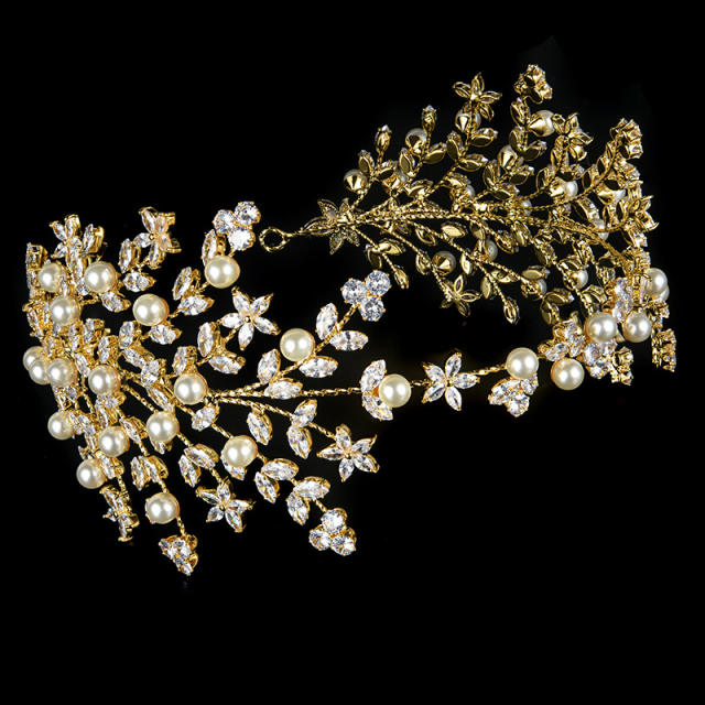 Real gold plated cubic zircon copper headdresses