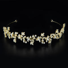 Elegant cubic zircon flower copper headdresses
