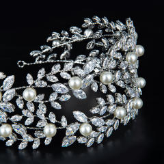 Luxury cubic zircon setting copper headdresses