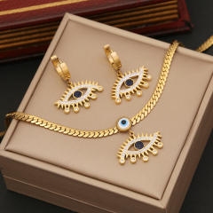 Classic evil eye stainless steel necklace earrings bracelet