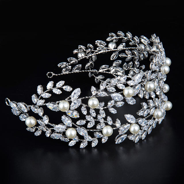 Luxury cubic zircon setting copper headdresses