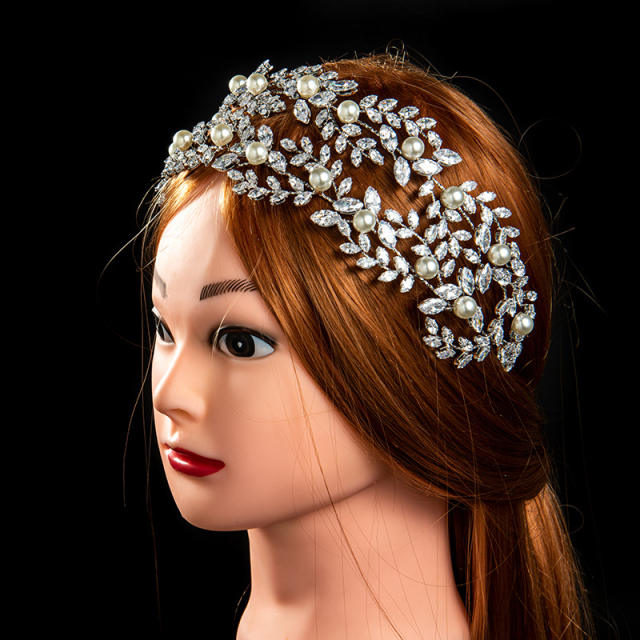 Luxury cubic zircon setting copper headdresses