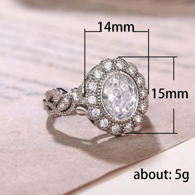 Oval cubic zircon vintage diamond rings