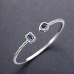 INS trend color cubic zircon setting open copper bangle