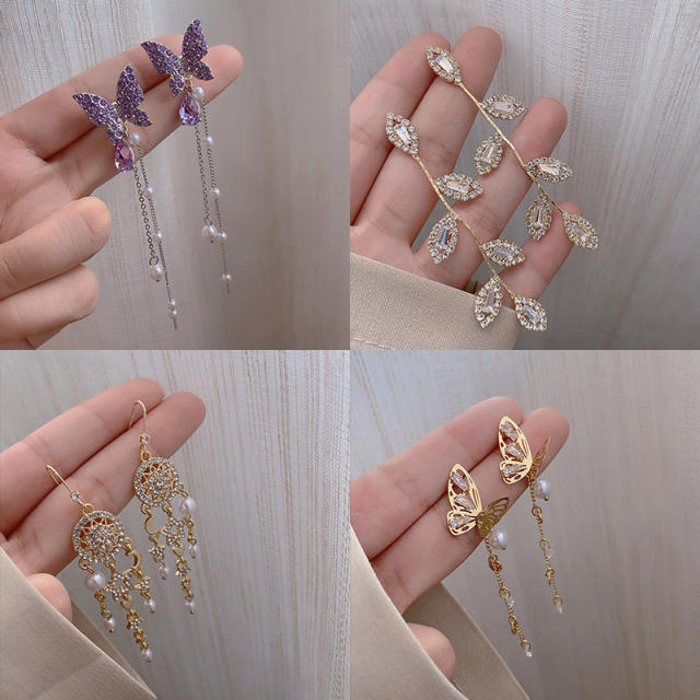 Elegant butterfly tassel earrings