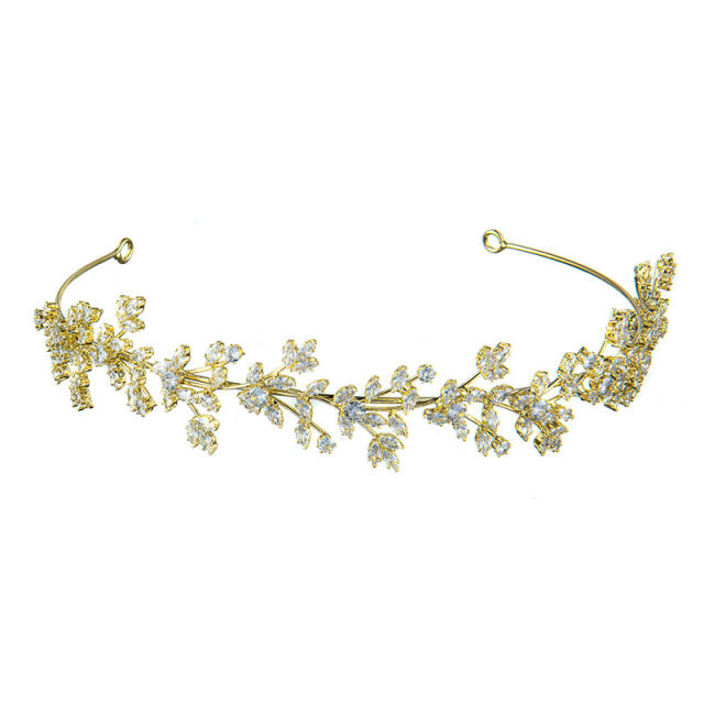 Elegant cubic zircon flower copper headdresses