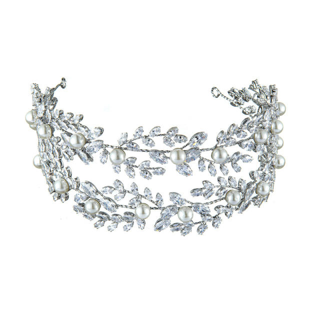 Luxury cubic zircon setting copper headdresses