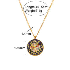 Vintage round piece pendant zodiac stainless steel necklace