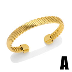 Hiphop geometric shape gold plated copper bangle