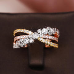 Cross design cubic zircon setting diamond rings