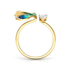 Creative blue enamel butterfly adjustable rings