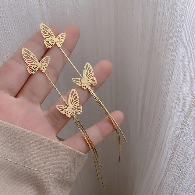 Elegant butterfly tassel earrings