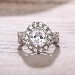 Oval cubic zircon vintage diamond rings
