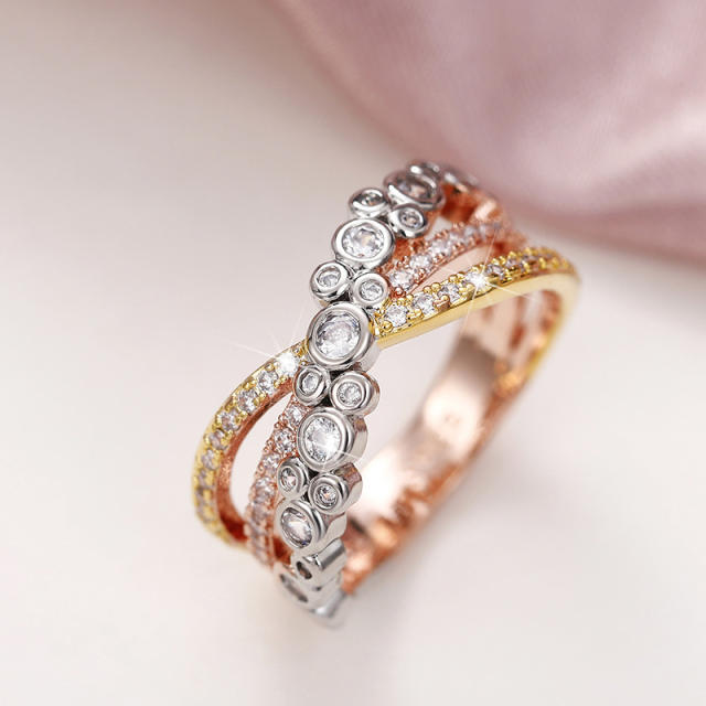 Cross design cubic zircon setting diamond rings