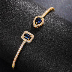 INS trend color cubic zircon setting open copper bangle