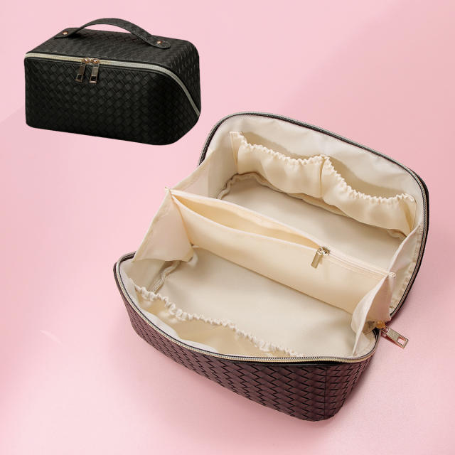 PU leather large capacity cosmetic bag