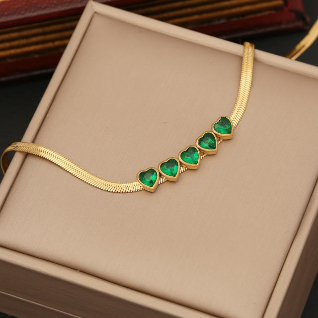 Classic emerald clover stainless steel necklace earrings