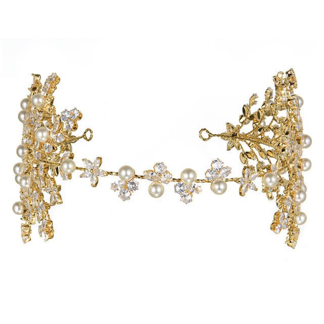 Real gold plated cubic zircon copper headdresses