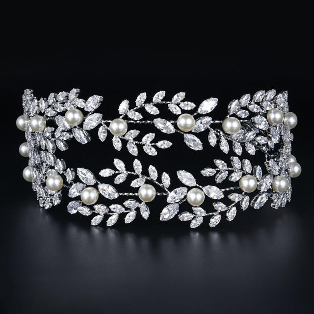 Luxury cubic zircon setting copper headdresses