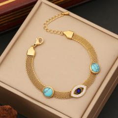 Classic evil eye stainless steel necklace earrings bracelet