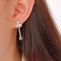 Elegant diamond clover drop earrings