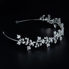 Elegant cubic zircon flower copper headdresses