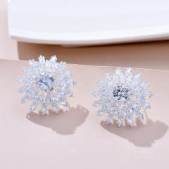 Elegant cubic zircon pave setting 925 needle diamond earrings