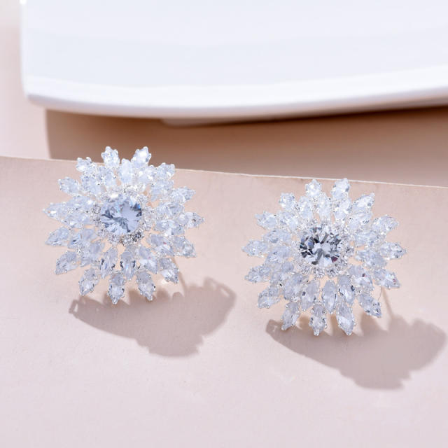 Elegant cubic zircon pave setting 925 needle diamond earrings