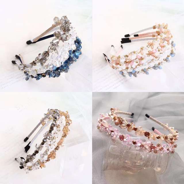 Baroque trend crystal beads handmade headband