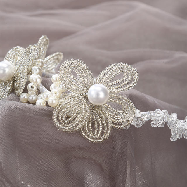Luxury handmade beads flower wedding headband