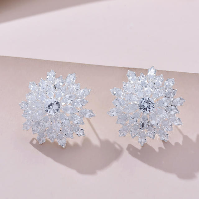 Elegant cubic zircon pave setting 925 needle diamond earrings