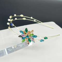 Sweet crystal flower two layer headband