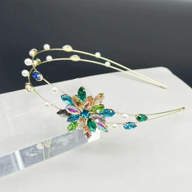 Sweet crystal flower two layer headband