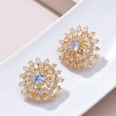 Elegant cubic zircon pave setting 925 needle diamond earrings