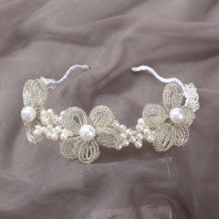 Luxury handmade beads flower wedding headband