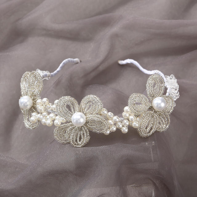 Luxury handmade beads flower wedding headband