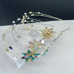 Sweet crystal flower two layer headband