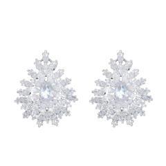 Elegant cubic zircon pave setting 925 needle diamond earrings