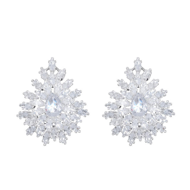Elegant cubic zircon pave setting 925 needle diamond earrings