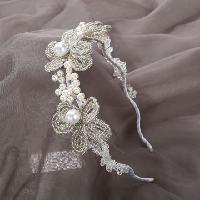 Luxury handmade beads flower wedding headband
