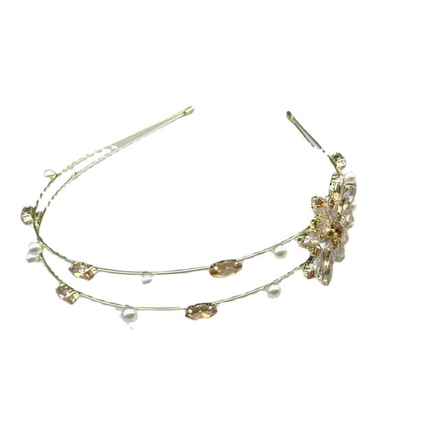 Sweet crystal flower two layer headband