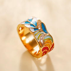Hiphop punk trend color enamel copper ring band