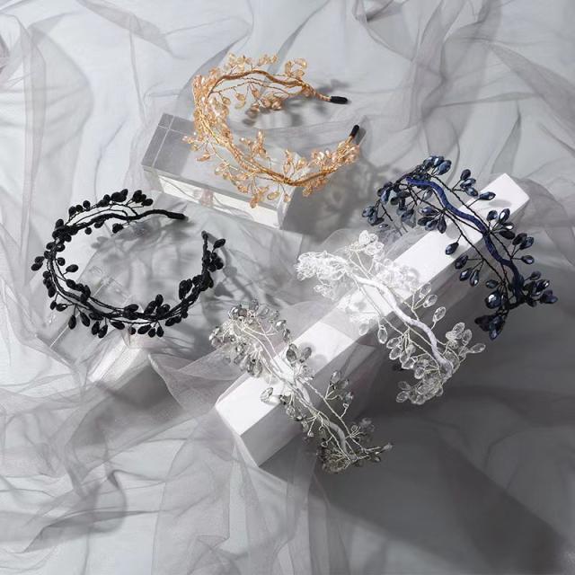 Korean fashion handmade crystal beads headband